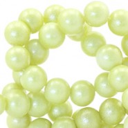 Glaskralen pearl glitter 8mm Zacht geel groen